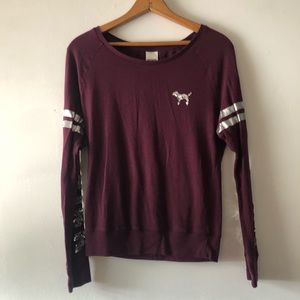 Victoria Secret PINK Maroon Sequin Long Sleeve